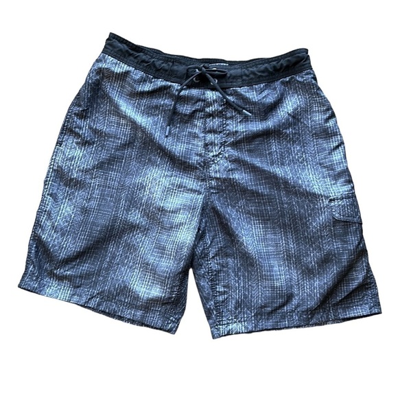 Mens Speedo Swim Trunks Size Large Black and Gray - Picture 1 of 9